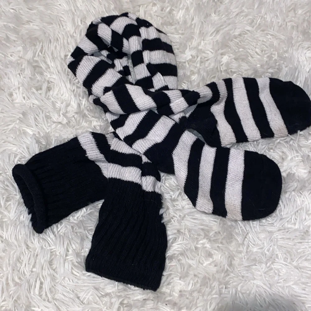 Thigh high thick sweater knit striped socks